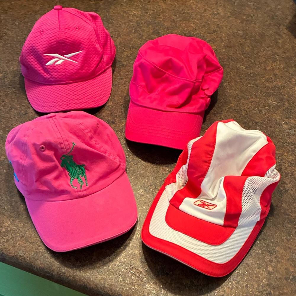Reebok and Polo Ralph Lauren Pink and Red Caps